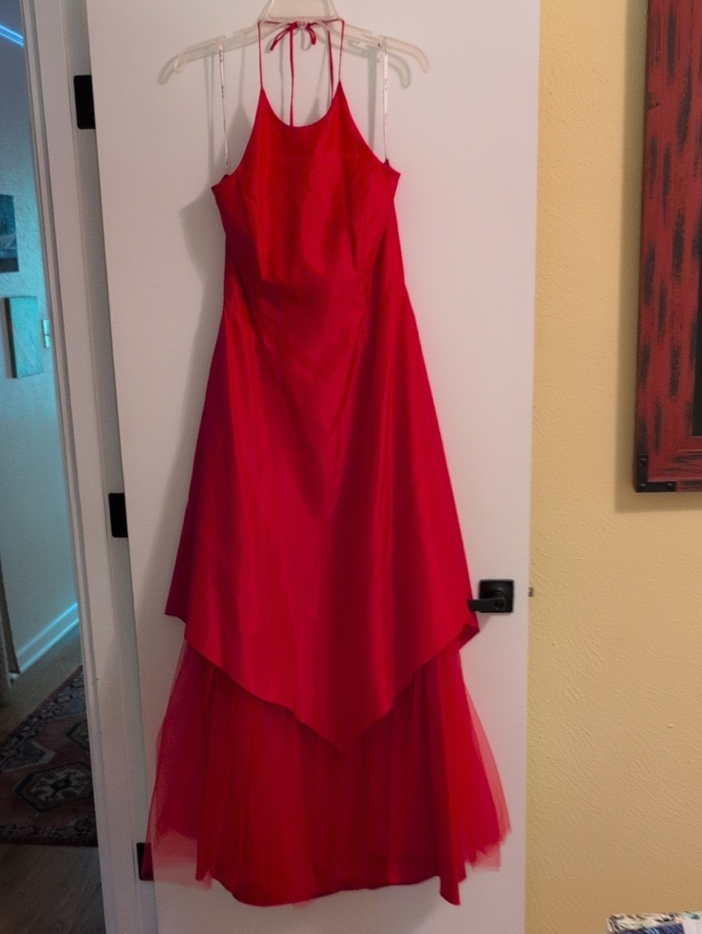 Blondie Nites Red Halter Formal Dress